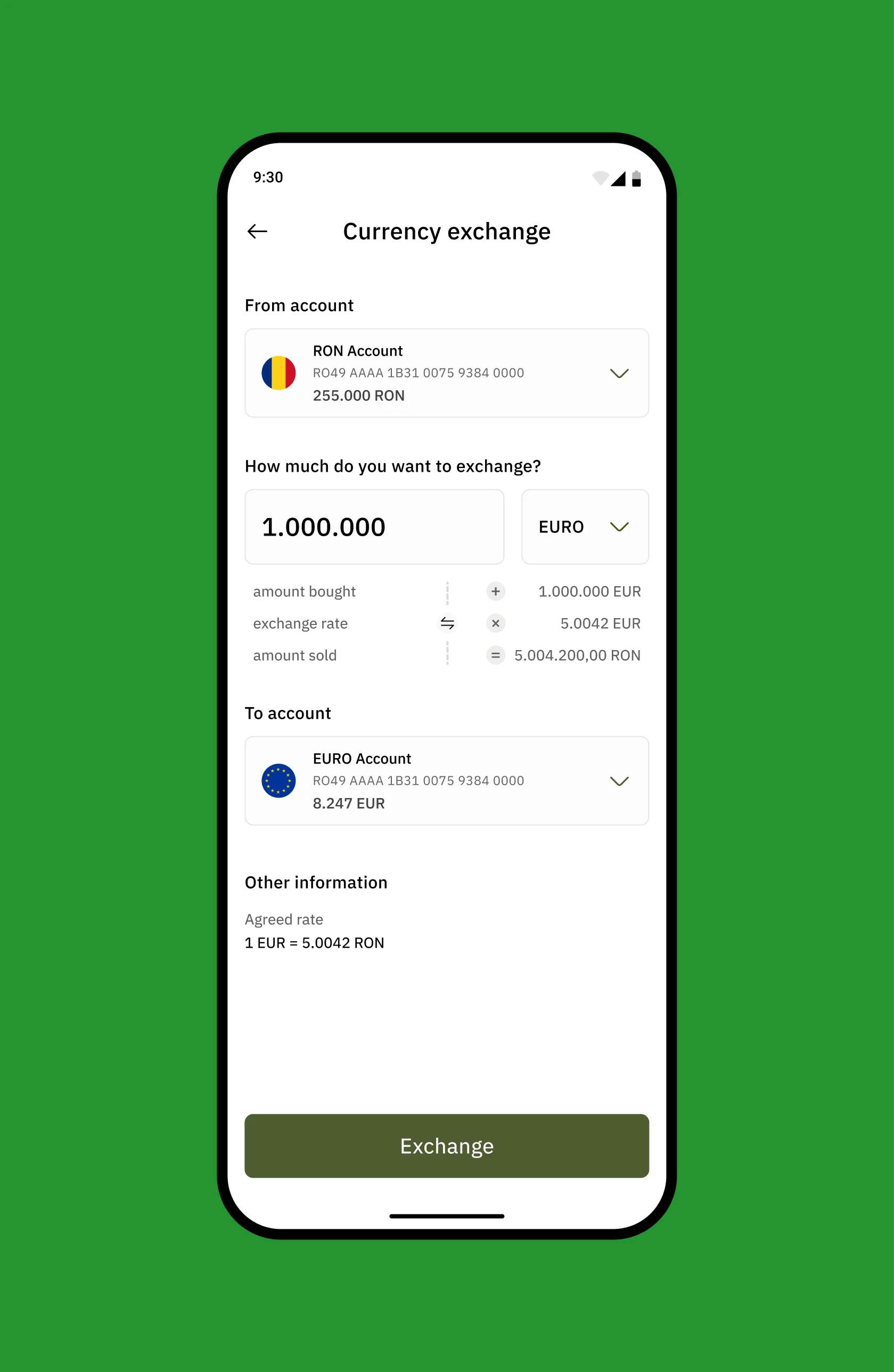 Currency exchange in Agricover Pay