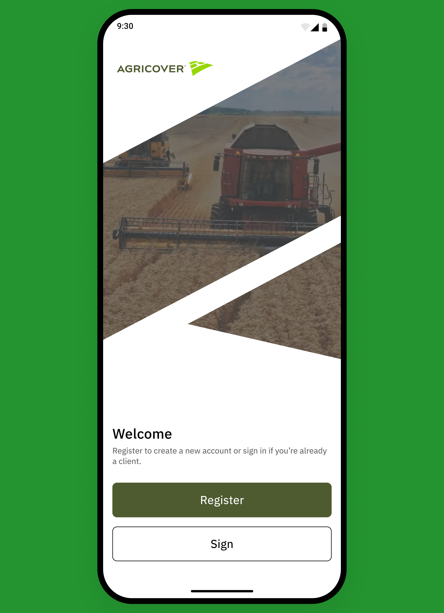 Agricover Pay sign in screen